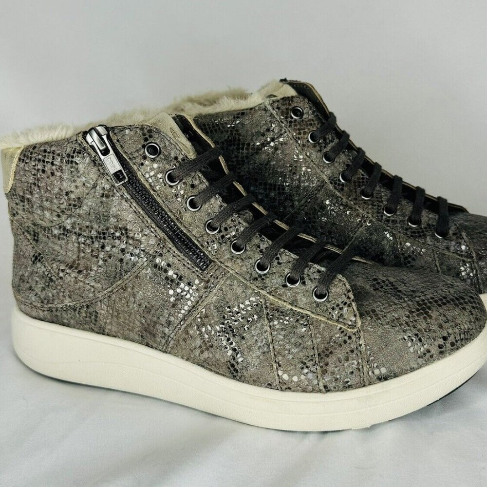 Strive Women's Chatsworth II Leather Ankle Boots Taupe Snake Sz 10